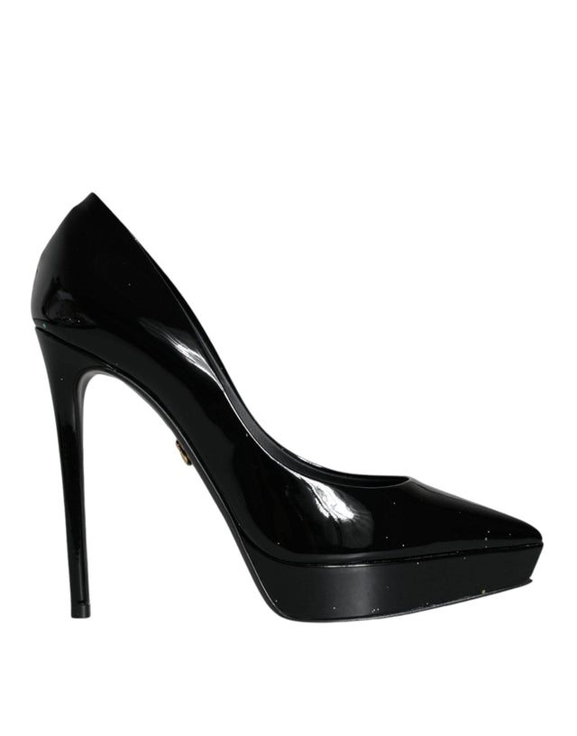 Dolce & Gabbana Black Leather Platform Heels Pumps Shoes - Hilstor