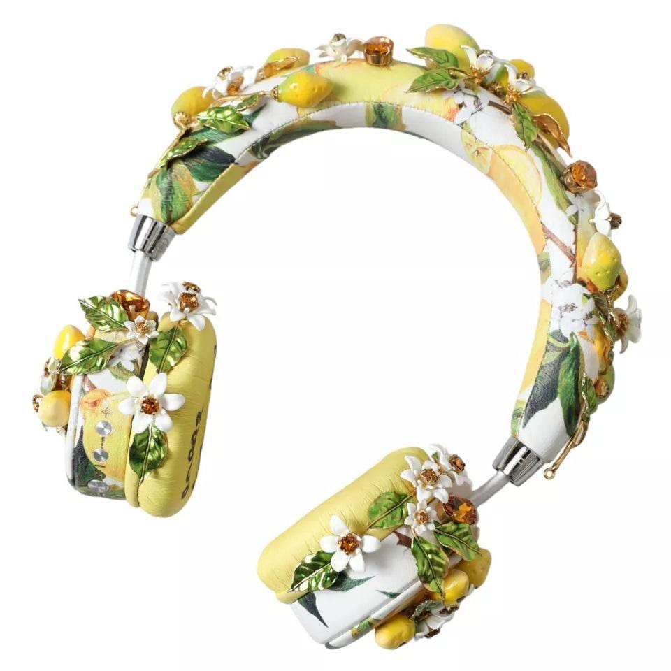 Dolce & Gabbana Lemon Crystal Floral Headset Audio Headphones - Hilstor