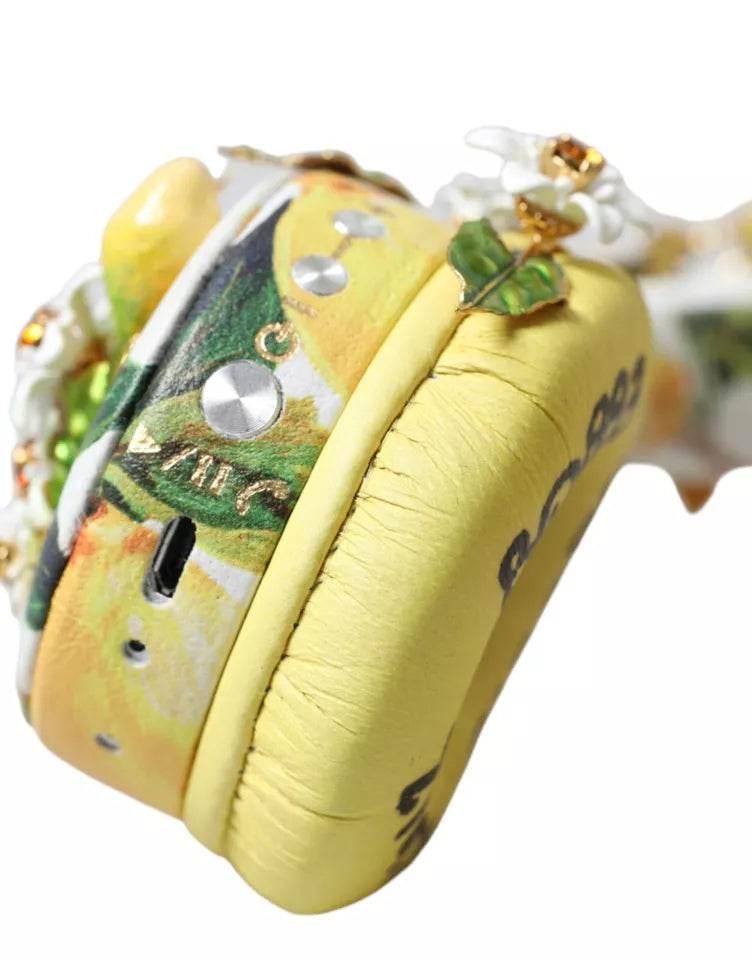 Dolce & Gabbana Lemon Crystal Floral Headset Audio Headphones - Hilstor
