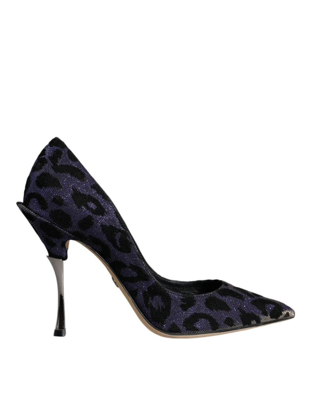 Dolce & Gabbana Violet Leopard Lurex High Heels Pumps Shoes - Hilstor