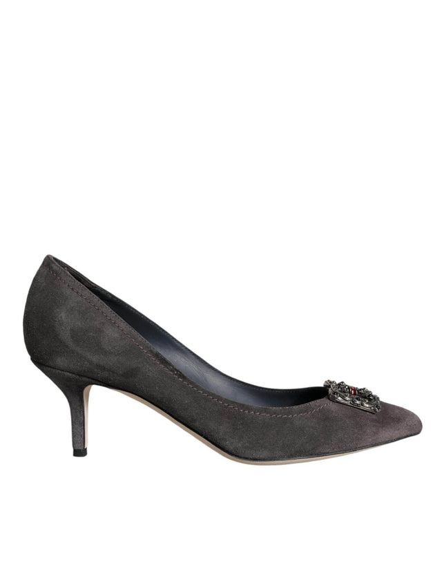 Dolce & Gabbana Gray Amore Suede Bellucci Heels Pumps Shoes - Hilstor