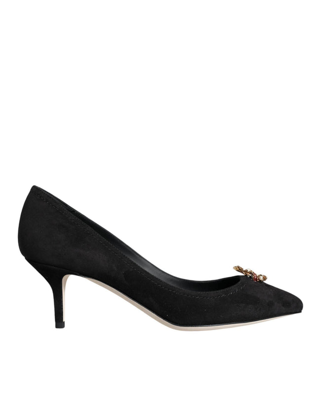 Dolce & Gabbana Black Amore Suede Bellucci Heels Pumps Shoes - Hilstor