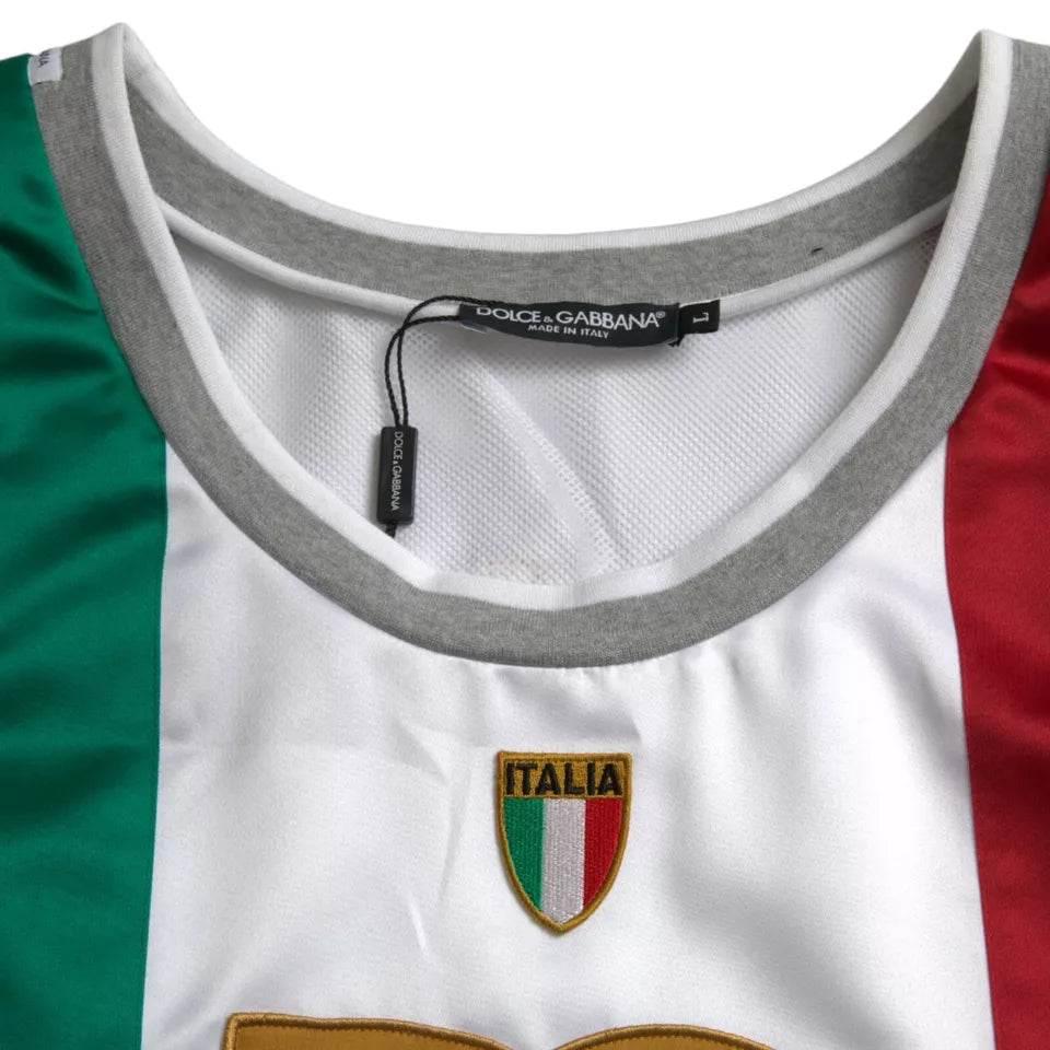 Dolce & Gabbana White Green Sleeveless Top Italian Flag Basket T-shirt - Hilstor