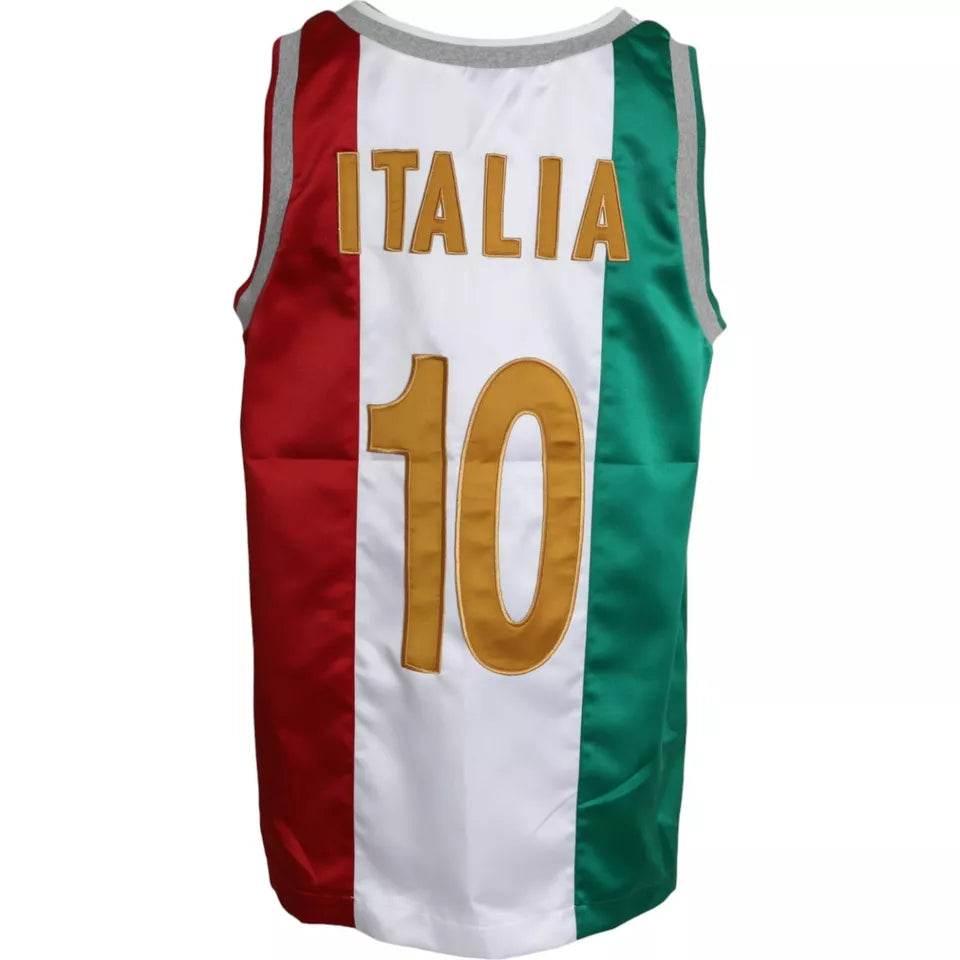 Dolce & Gabbana White Green Sleeveless Top Italian Flag Basket T-shirt - Hilstor