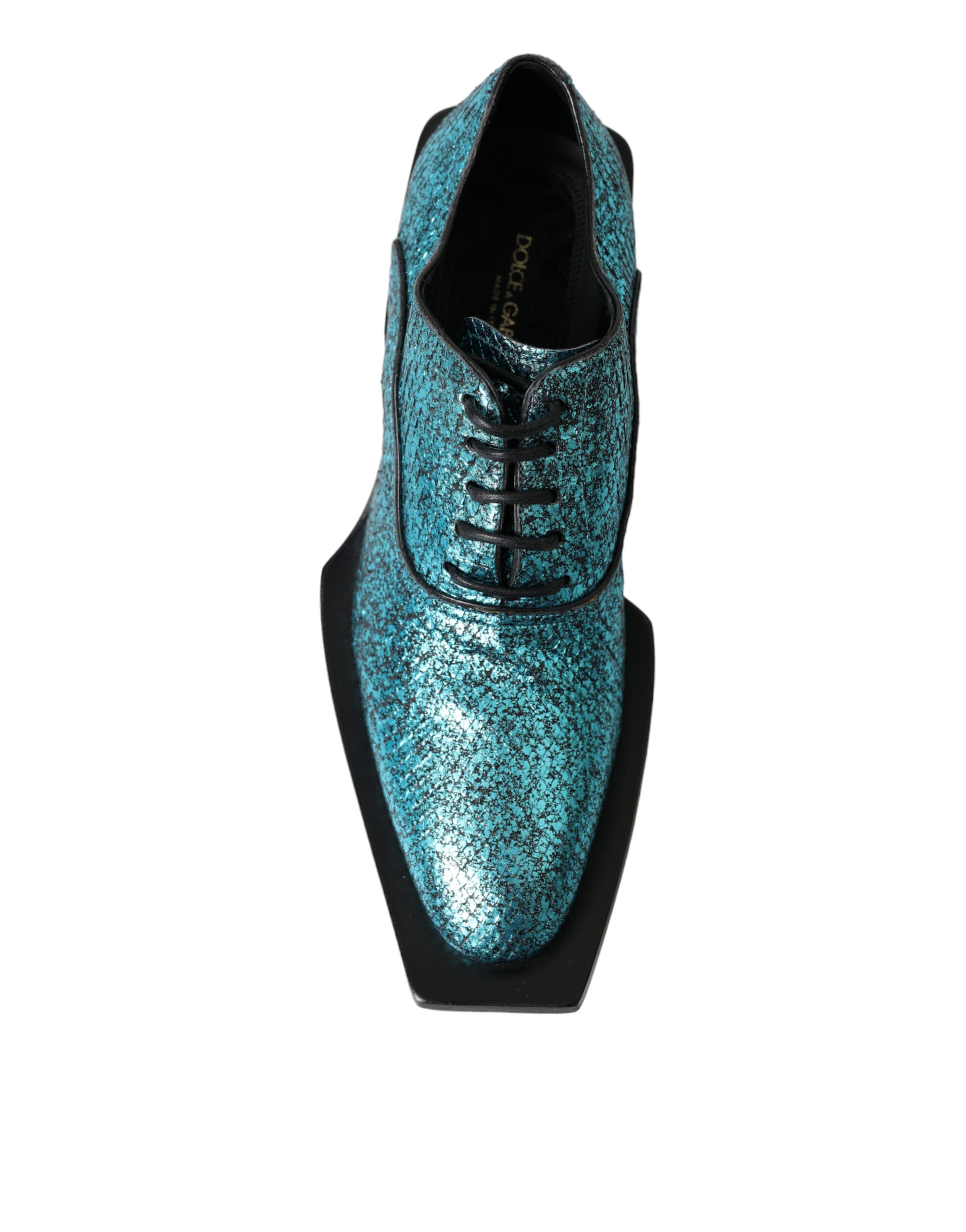 Dolce &amp; Gabbana blå læder Derby Block Heels Dress Sko