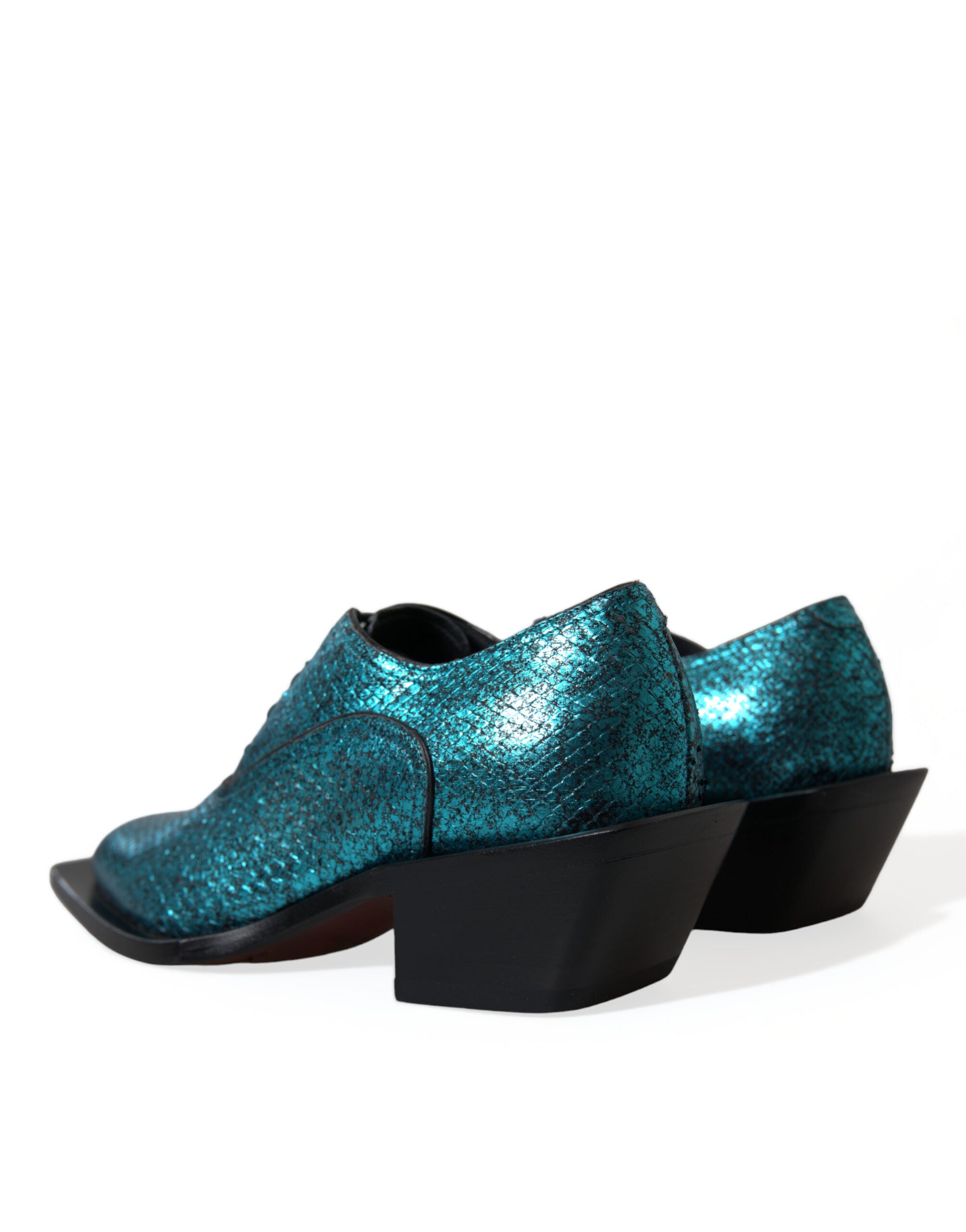 Dolce &amp; Gabbana blå læder Derby Block Heels Dress Sko
