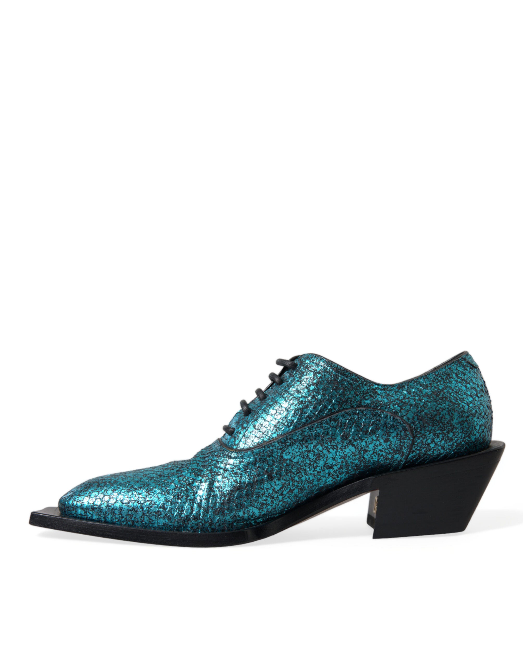 Dolce &amp; Gabbana blå læder Derby Block Heels Dress Sko