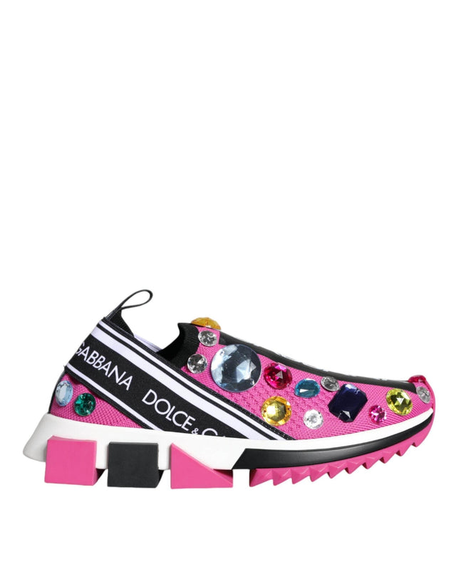 Dolce & Gabbana Pink Sorrento Crystals Low Top Sneakers Shoes - Hilstor