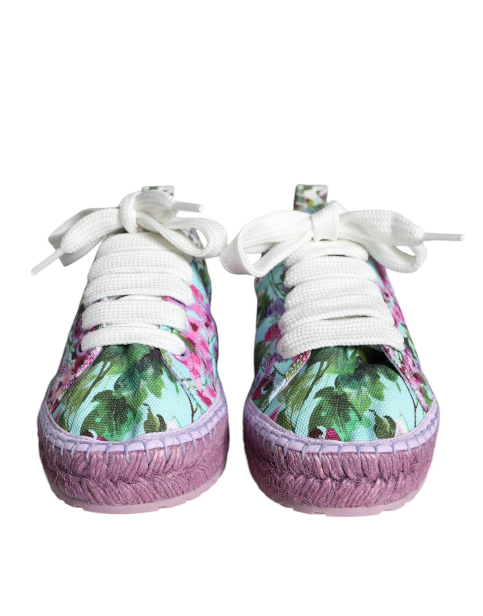 Dolce & Gabbana Multicolor Canvas Floral Espadrilles Sneakers Shoes - Hilstor