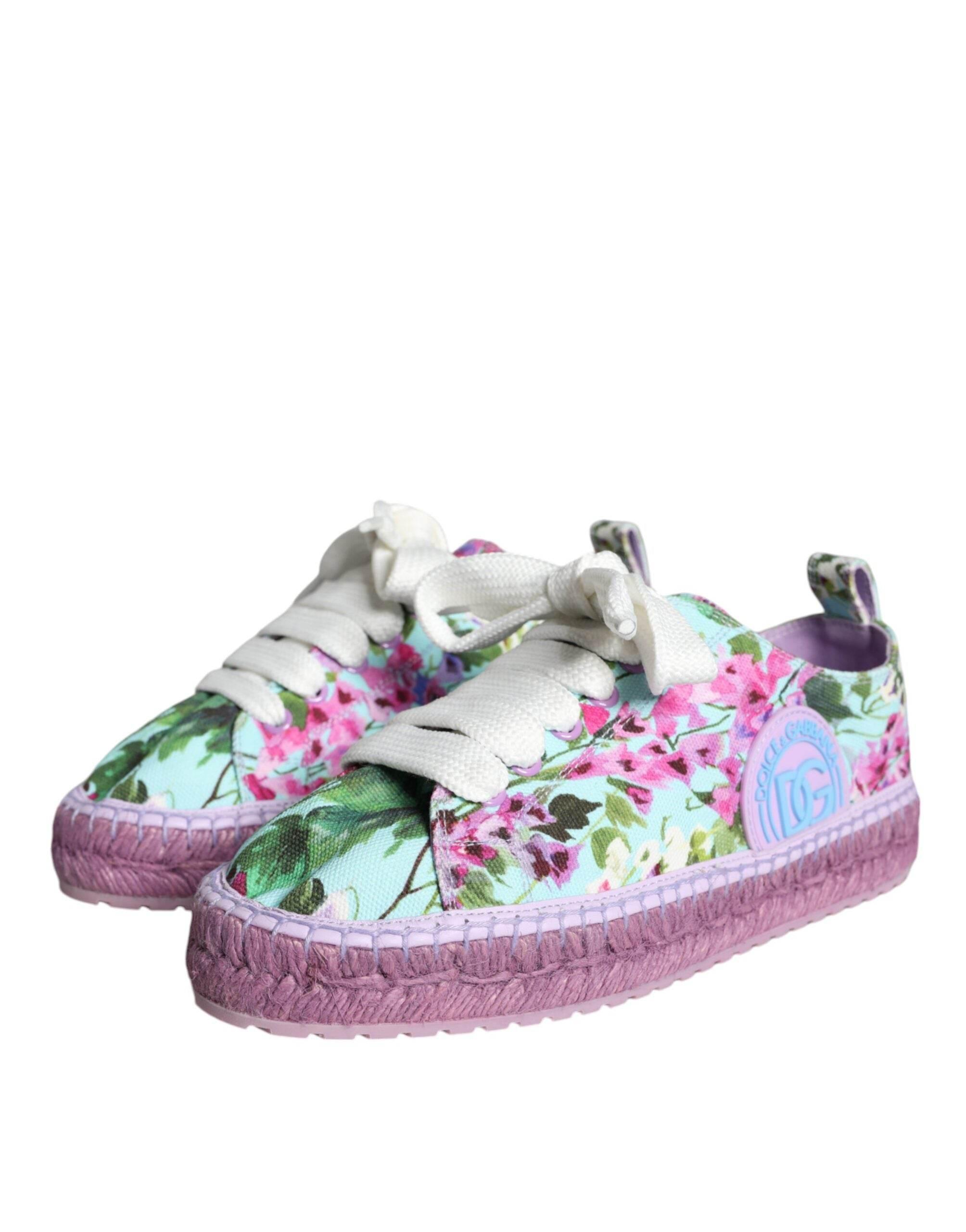 Dolce & Gabbana Multicolor Canvas Floral Espadrilles Sneakers Shoes - Hilstor