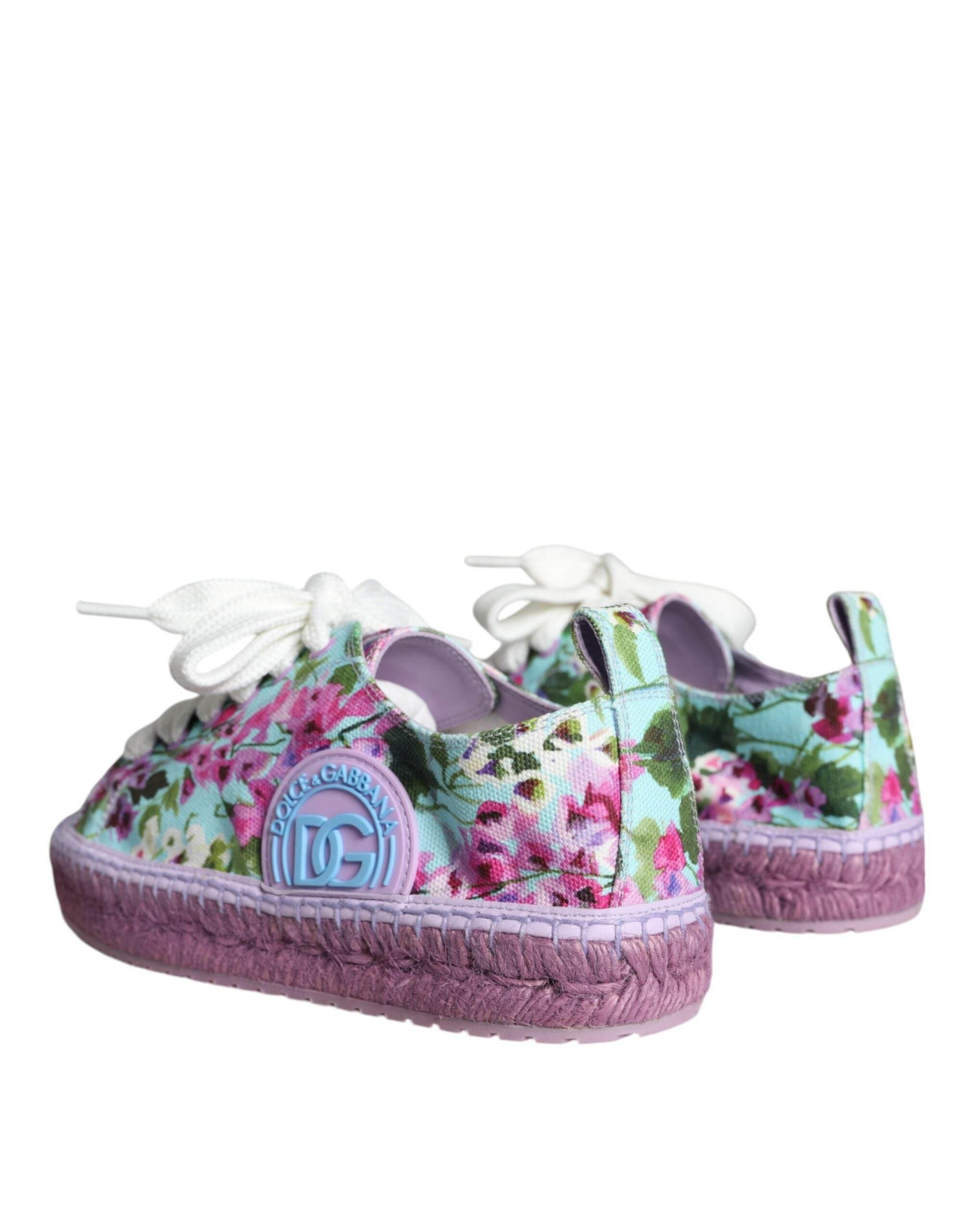 Dolce & Gabbana Multicolor Canvas Floral Espadrilles Sneakers Shoes - Hilstor