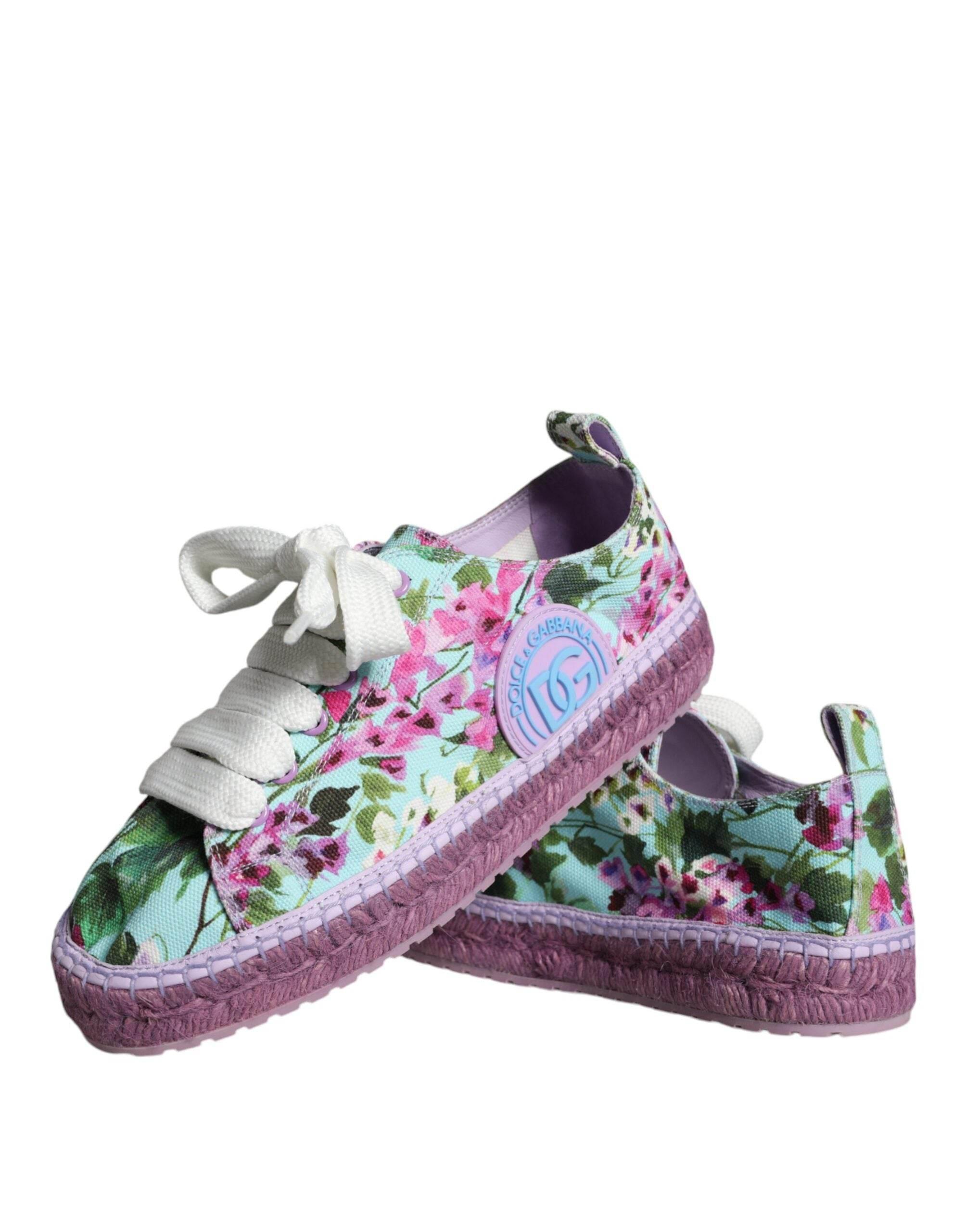 Dolce & Gabbana Multicolor Canvas Floral Espadrilles Sneakers Shoes - Hilstor