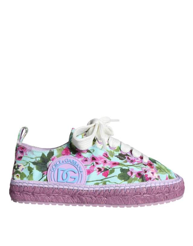 Dolce & Gabbana Multicolor Canvas Floral Espadrilles Sneakers Shoes - Hilstor