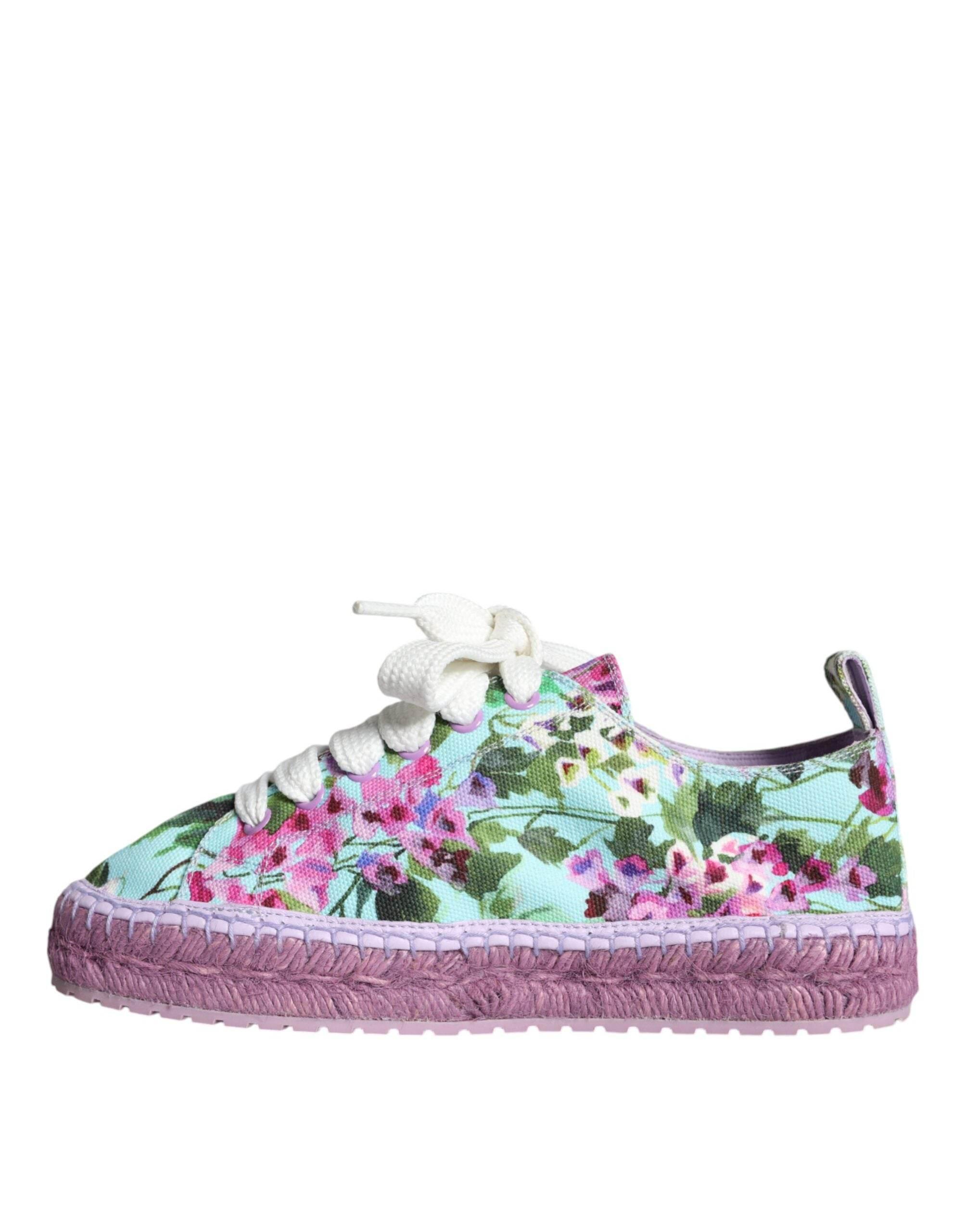 Dolce & Gabbana Multicolor Canvas Floral Espadrilles Sneakers Shoes - Hilstor