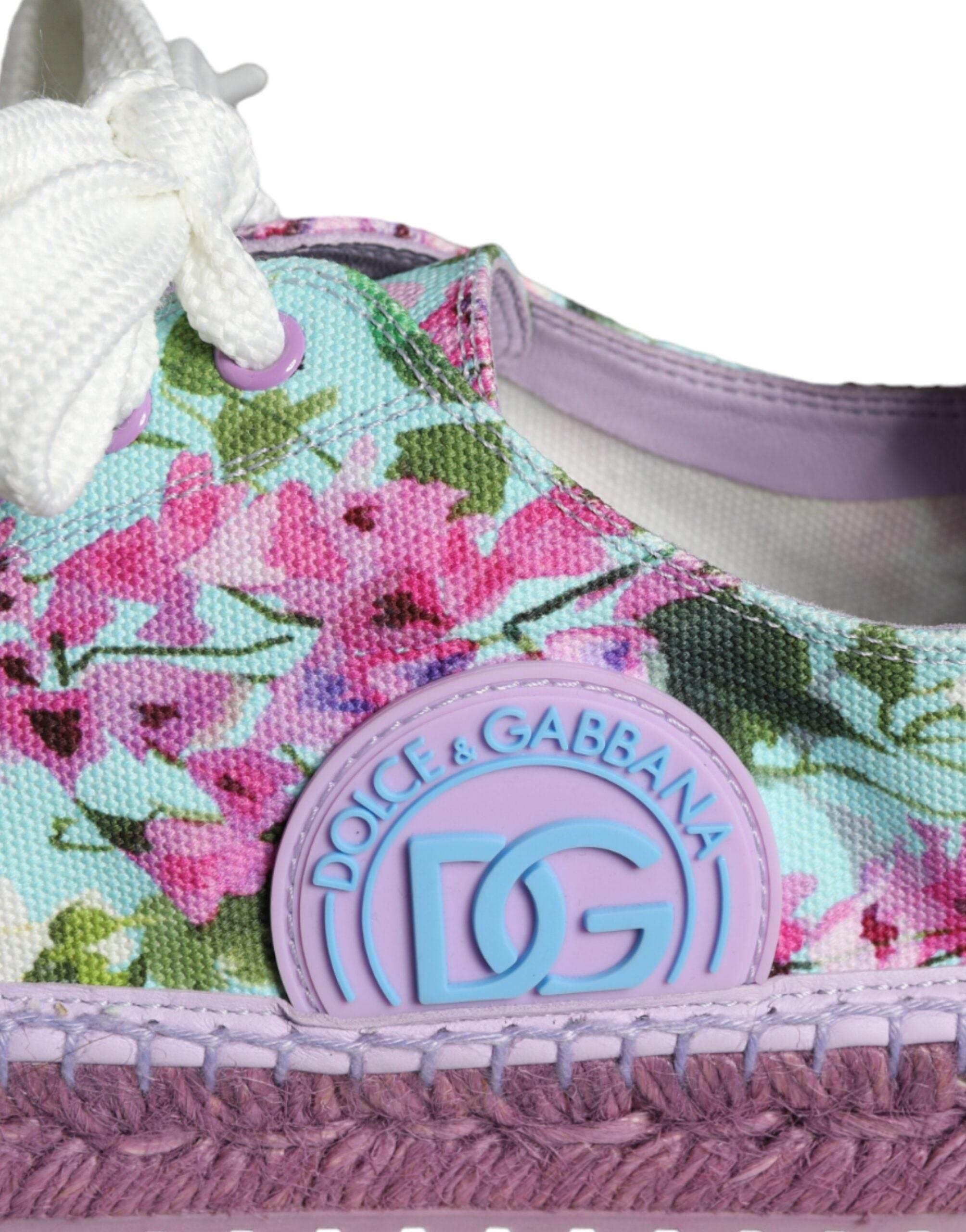Dolce & Gabbana Multicolor Canvas Floral Espadrilles Sneakers Shoes - Hilstor