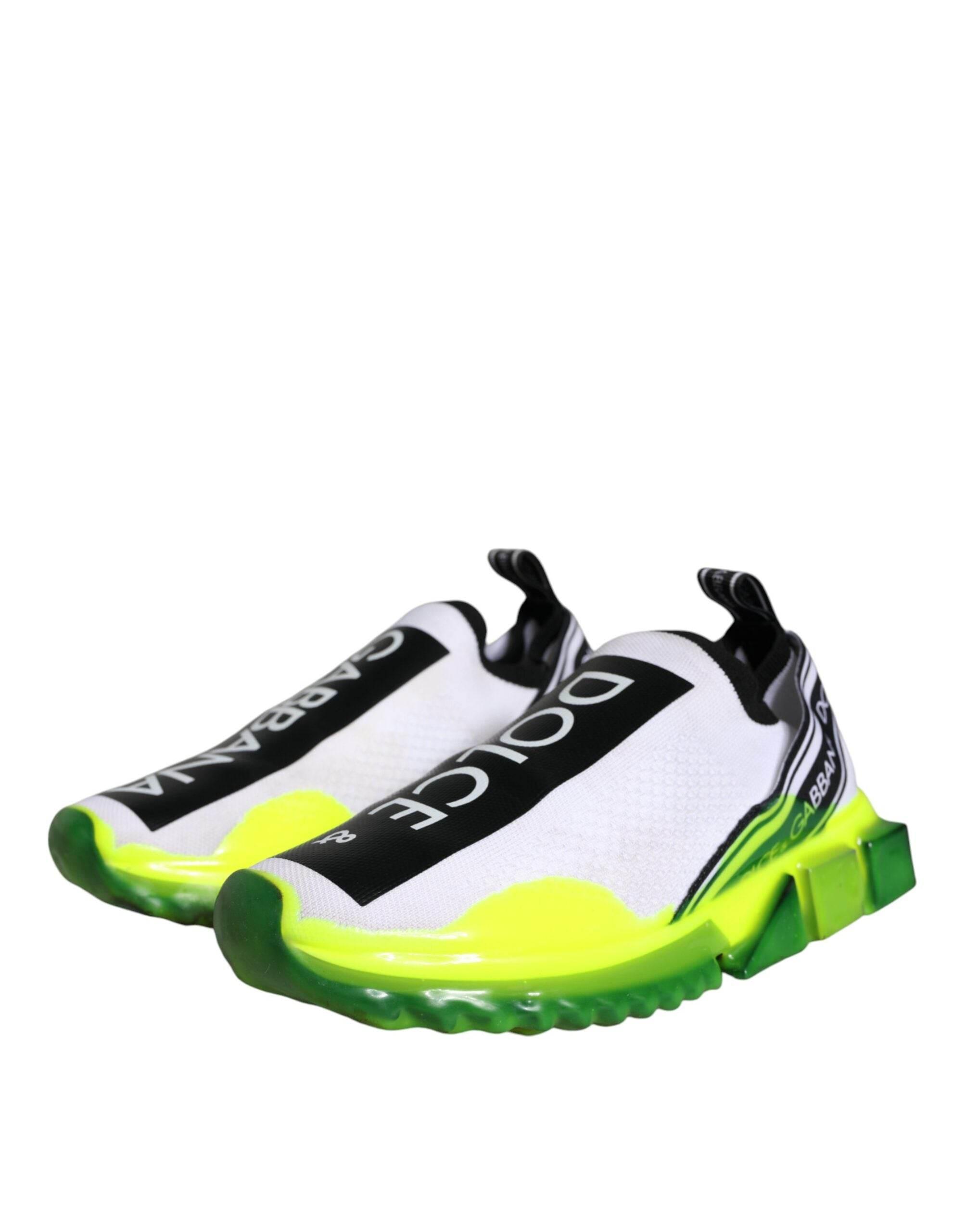 Dolce & Gabbana White Yellow Slip On Sorrento Sneakers Shoes - Hilstor
