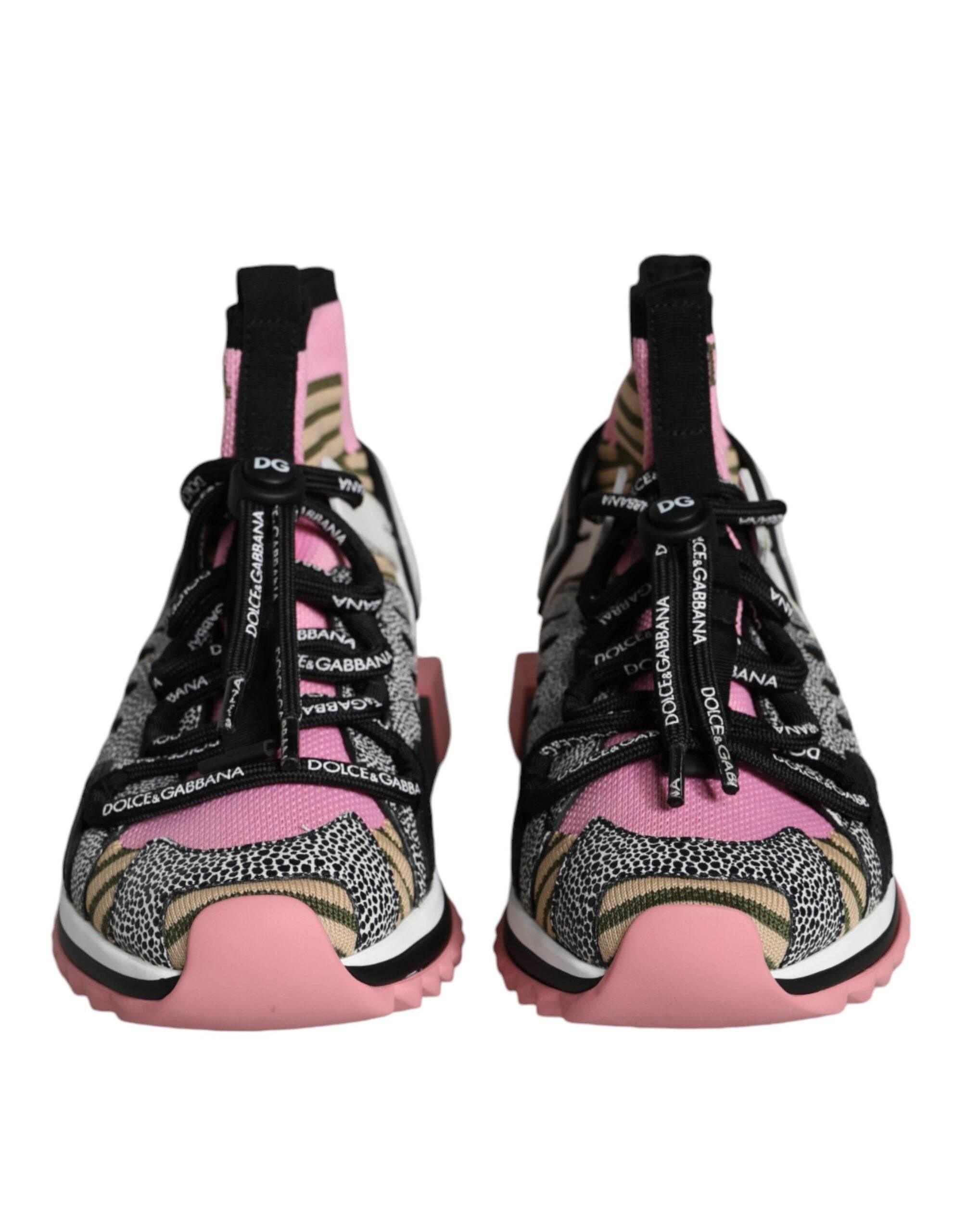 Dolce & Gabbana Multicolor Sorrento Socks Logo Sneakers Shoes - Hilstor