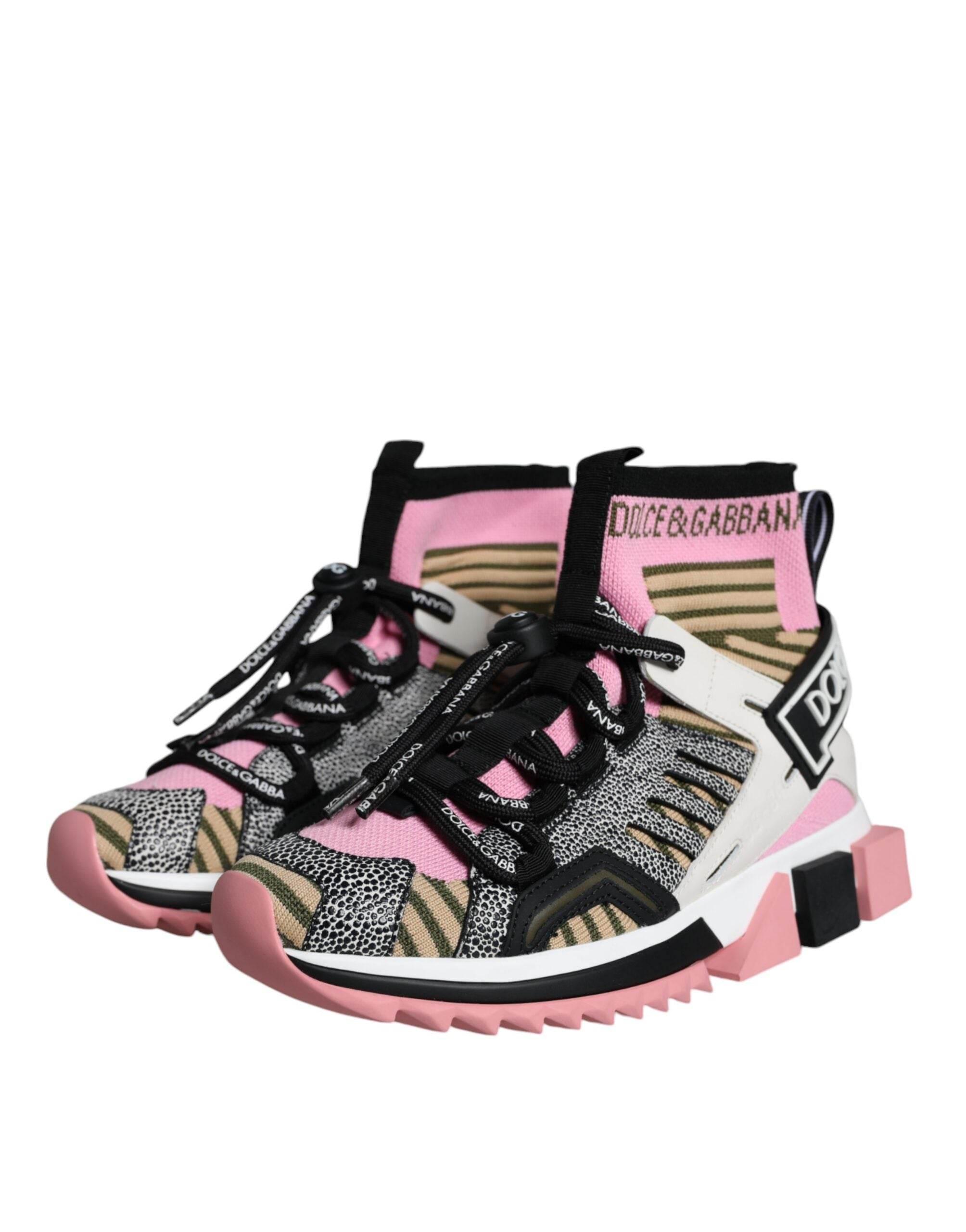 Dolce & Gabbana Multicolor Sorrento Socks Logo Sneakers Shoes - Hilstor