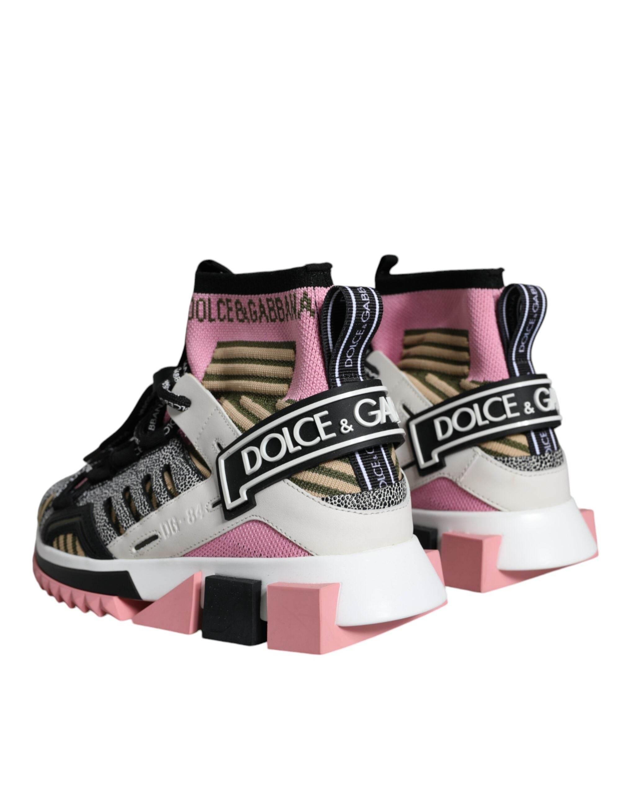 Dolce & Gabbana Multicolor Sorrento Socks Logo Sneakers Shoes - Hilstor