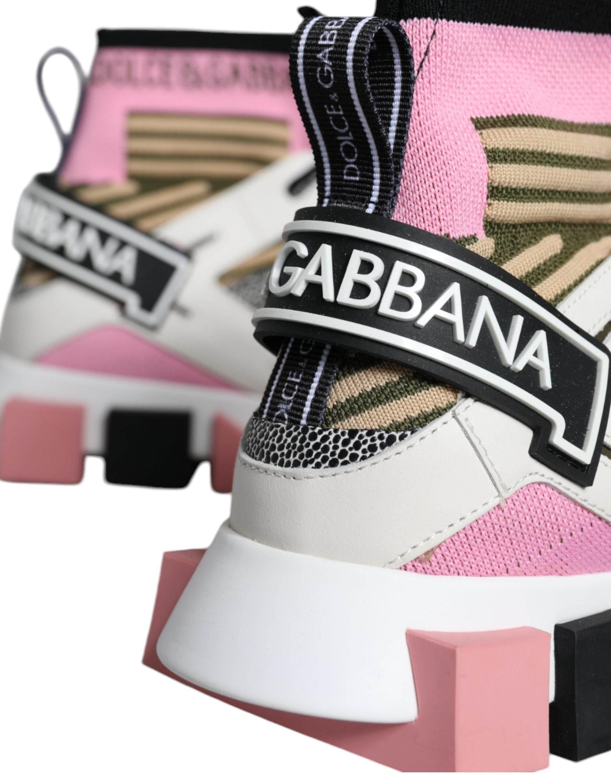 Dolce & Gabbana Multicolor Sorrento Socks Logo Sneakers Shoes - Hilstor