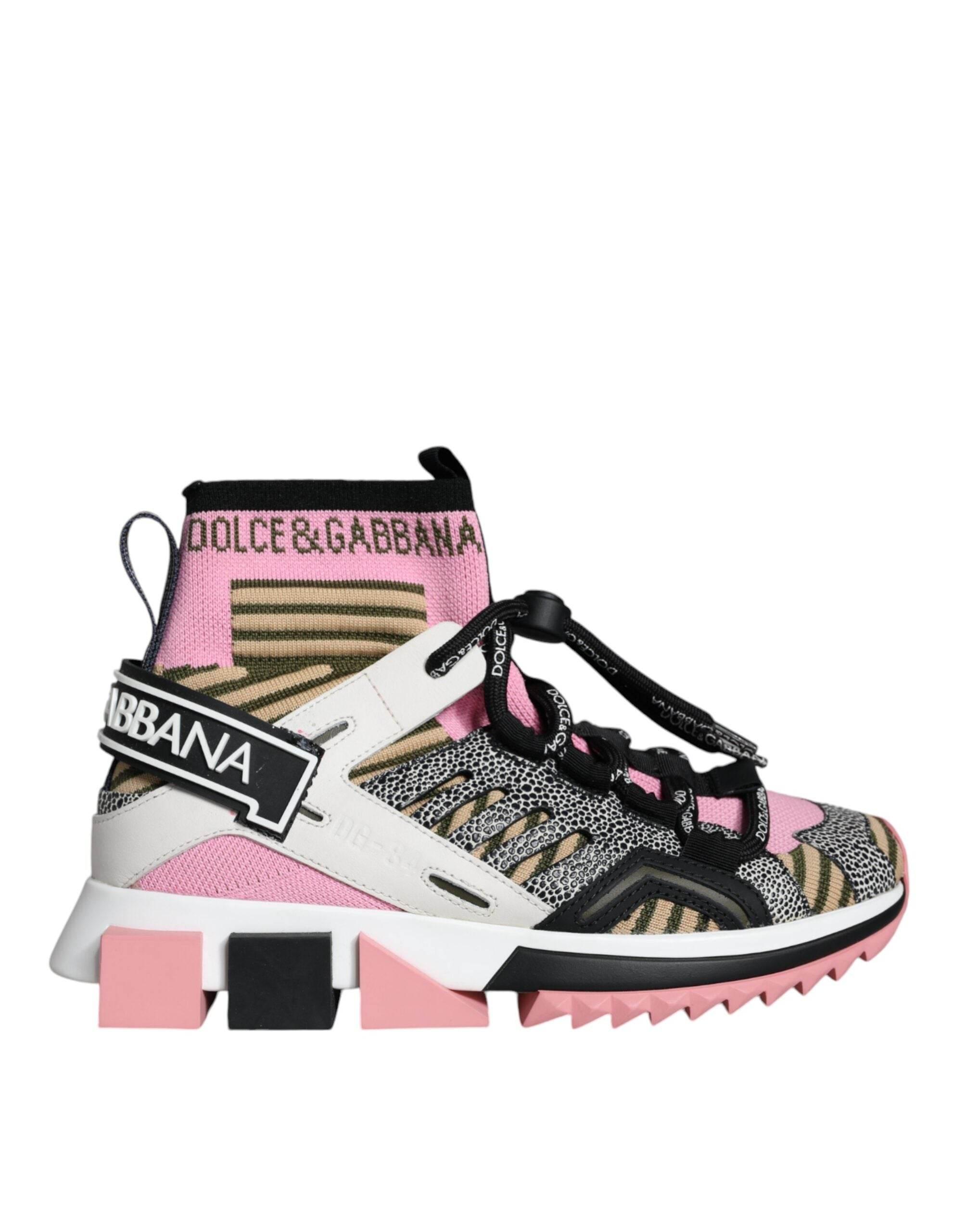 Dolce & Gabbana Multicolor Sorrento Socks Logo Sneakers Shoes - Hilstor