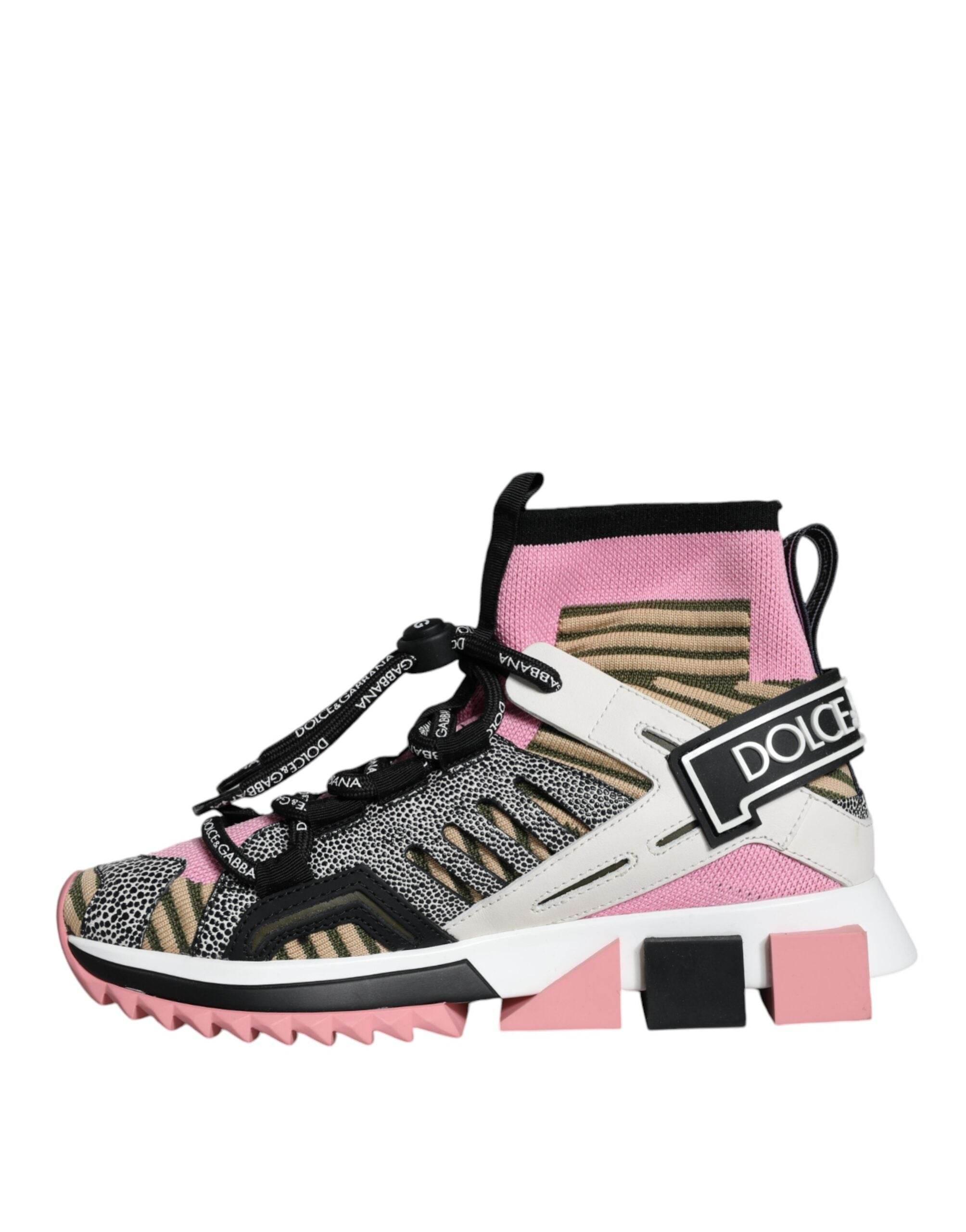 Dolce & Gabbana Multicolor Sorrento Socks Logo Sneakers Shoes - Hilstor