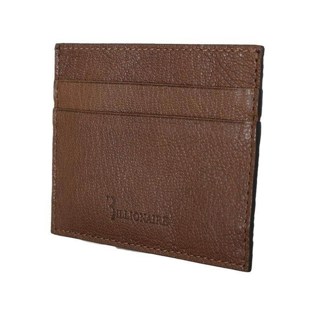 Billionaire Italian Couture Elegant Leather Men's Wallet in Brown - Hilstor