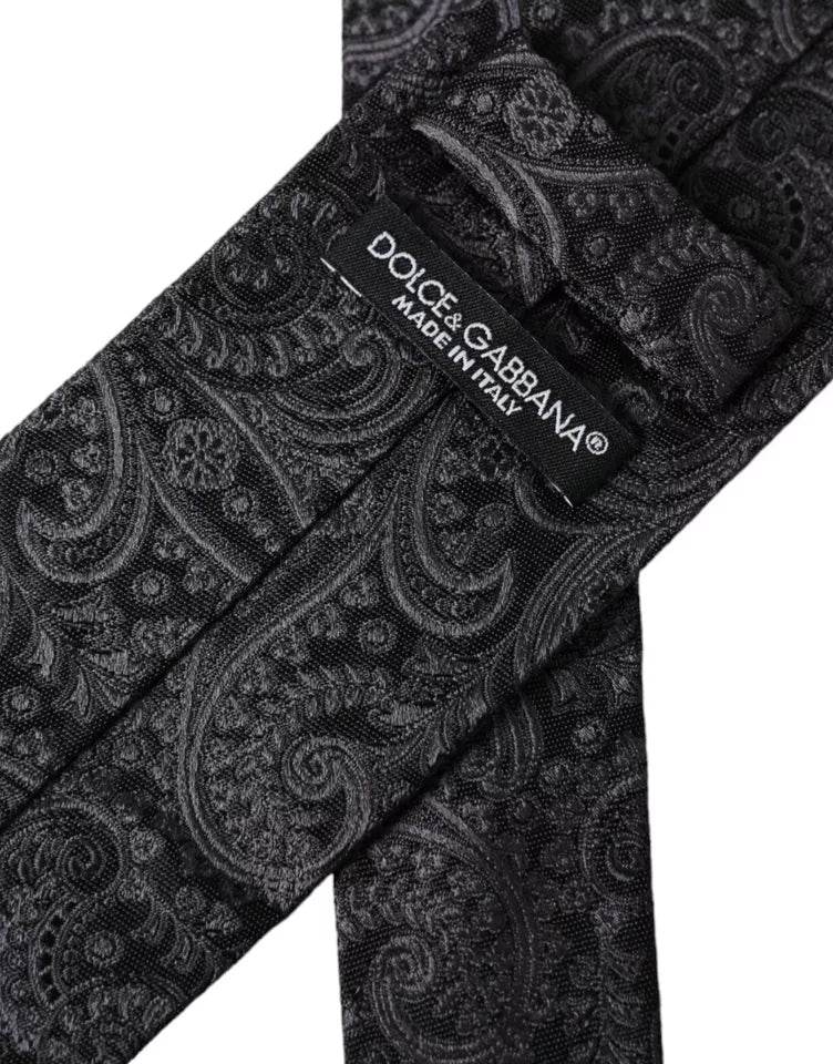 Dolce & Gabbana Gray Patterned 100% Silk Adjustable Men Tie - Hilstor