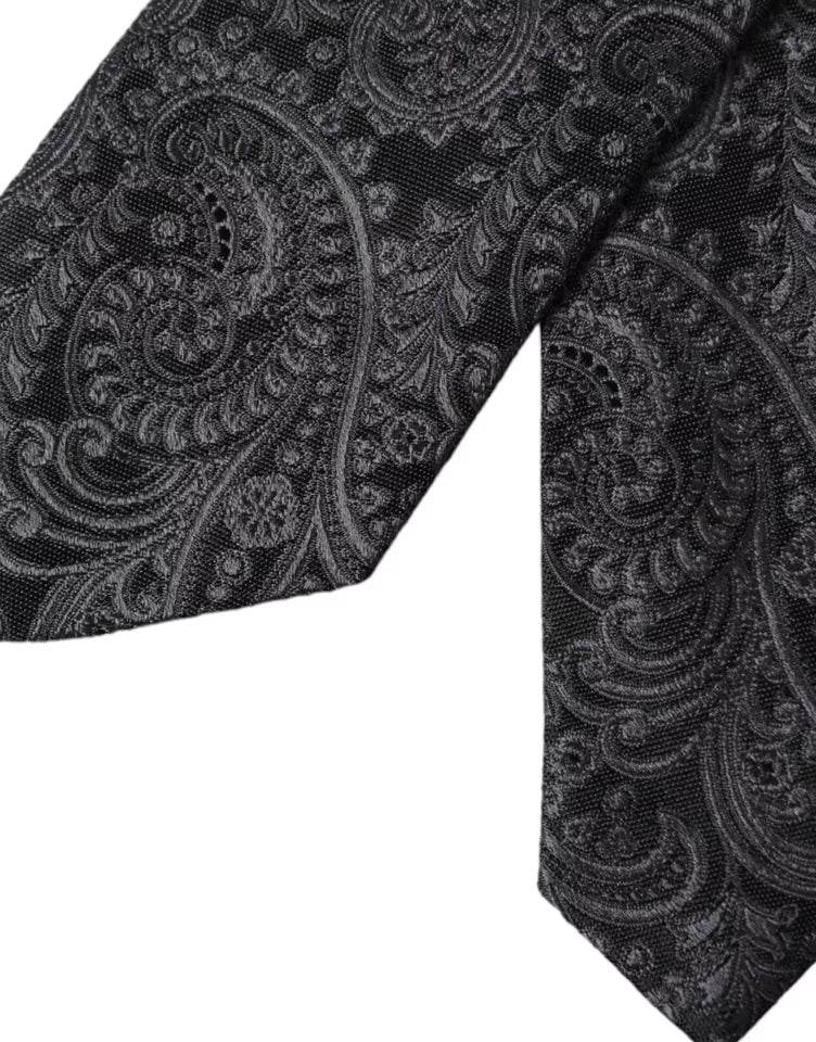 Dolce & Gabbana Gray Patterned 100% Silk Adjustable Men Tie - Hilstor