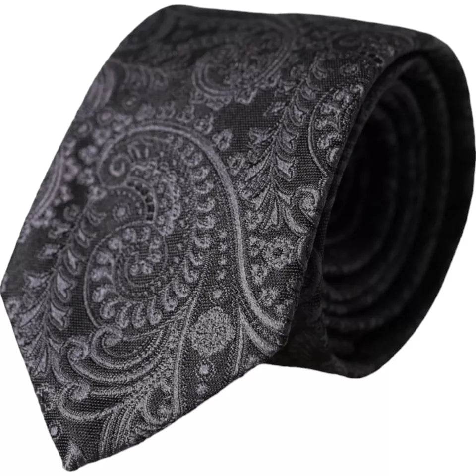 Dolce & Gabbana Gray Patterned 100% Silk Adjustable Men Tie - Hilstor