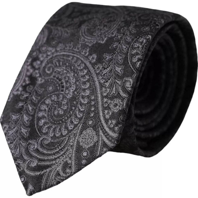 Dolce & Gabbana Gray Patterned 100% Silk Adjustable Men Tie - Hilstor