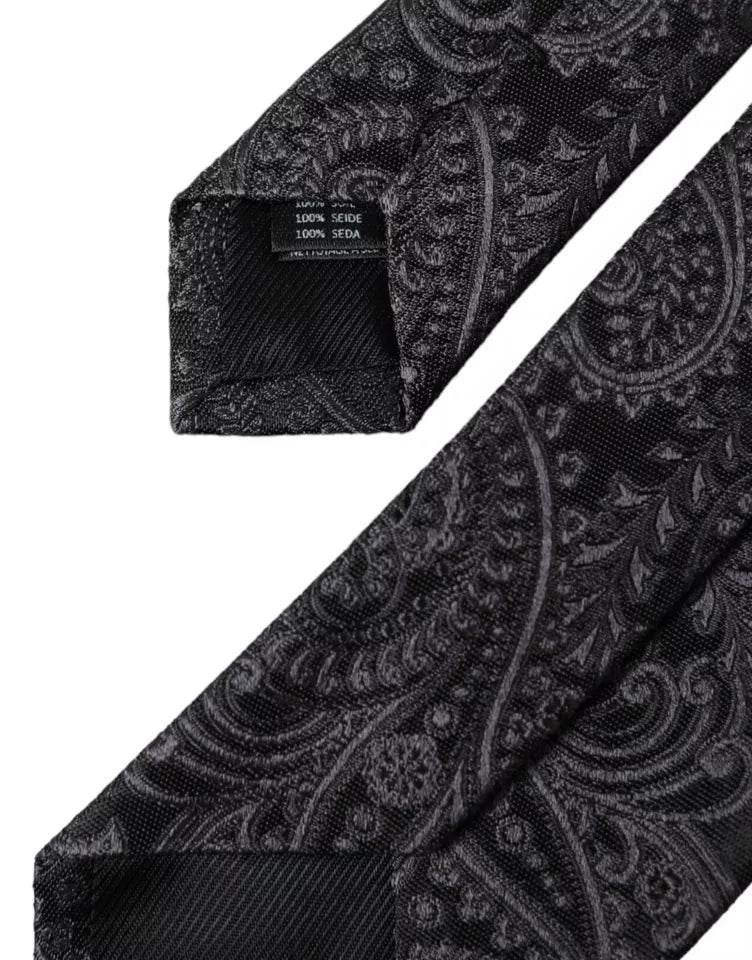 Dolce & Gabbana Gray Patterned 100% Silk Adjustable Men Tie - Hilstor