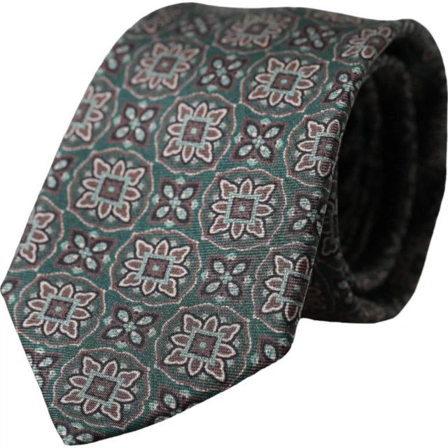 Dolce & Gabbana Green Patterned 100% Silk Adjustable Men Tie - Hilstor