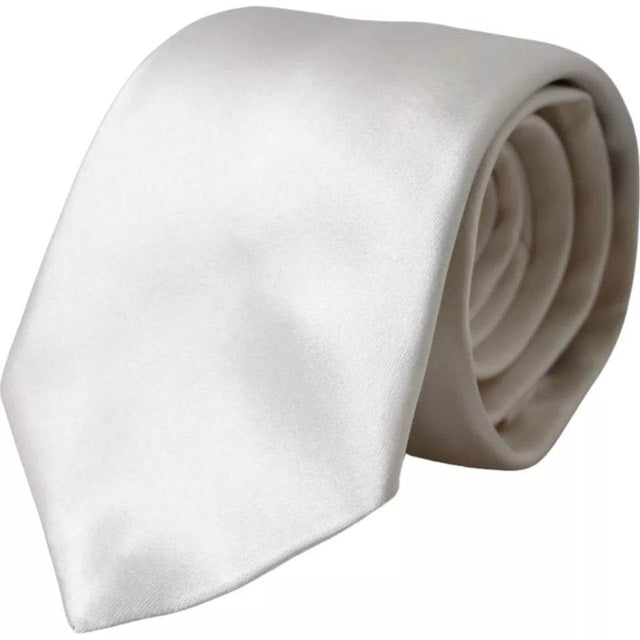 Dolce & Gabbana White Satin Silk Adjustable Men Tie - Hilstor