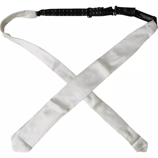 Dolce & Gabbana White 100% Silk Adjustable Necktie Men Bowtie - Hilstor