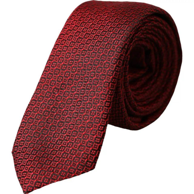 Dolce & Gabbana Red Patterned 100% Silk Adjustable Men Tie - Hilstor