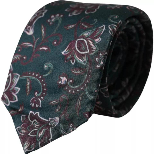 Dolce & Gabbana Green Floral Print Silk Adjustable Men Tie - Hilstor