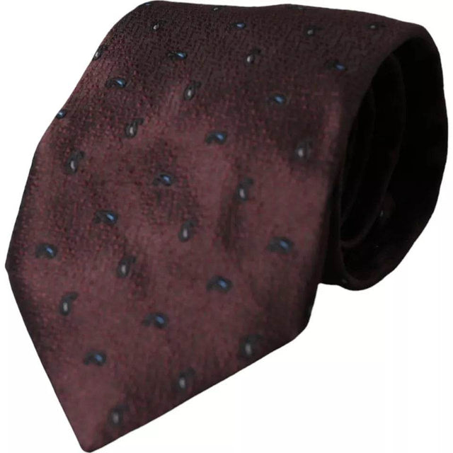 Dolce & Gabbana Bordeaux Fantasy 100% Silk Adjustable Men Tie - Hilstor