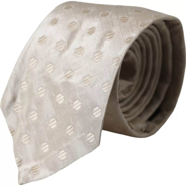 Dolce & Gabbana Beige Dotted Silk Classic Adjustable Men Tie - Hilstor