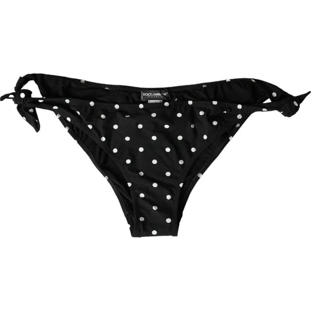 Dolce & Gabbana Black Polka Dot Swimwear Beachwear Bottom Bikini - Hilstor