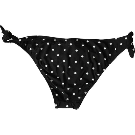 Dolce &amp; Gabbana Black Polka Dot Badetøj Beachwear Bottom Bikini