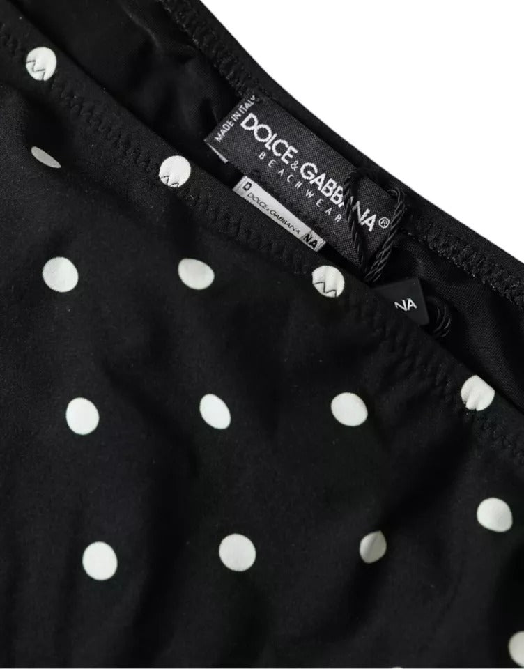 Dolce &amp; Gabbana Black Polka Dot Badetøj Beachwear Bottom Bikini
