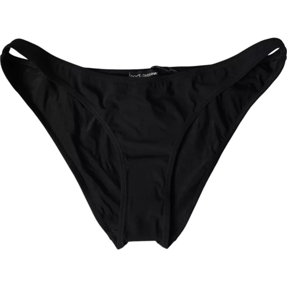 Dolce &amp; Gabbana Black Nylon Badetøj Beachwear Bottom Bikini