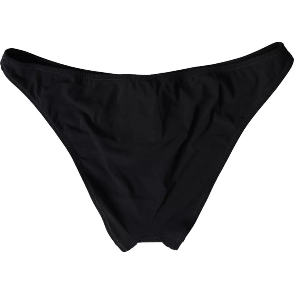 Dolce &amp; Gabbana Black Nylon Badetøj Beachwear Bottom Bikini