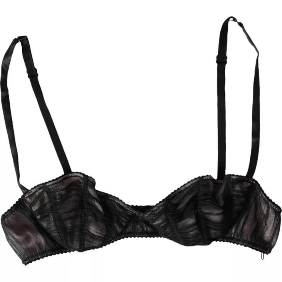 Dolce & Gabbana Black Silk Stretch Women Balconcino Bra Underwear - Hilstor