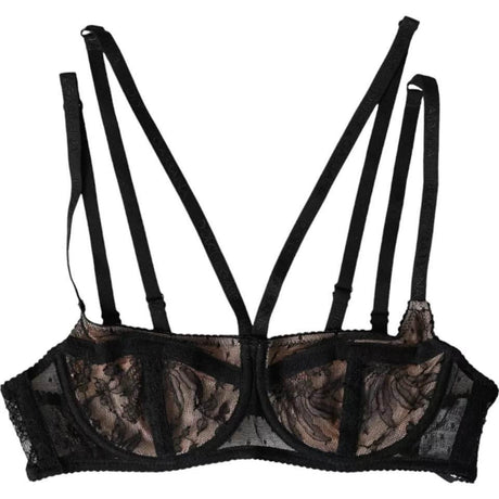 Dolce & Gabbana Black Floral Lace Nylon Balconcino Bra Underwear - Hilstor
