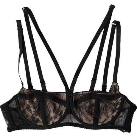 Dolce & Gabbana Black Floral Lace Nylon Balconcino Bra Underwear - Hilstor