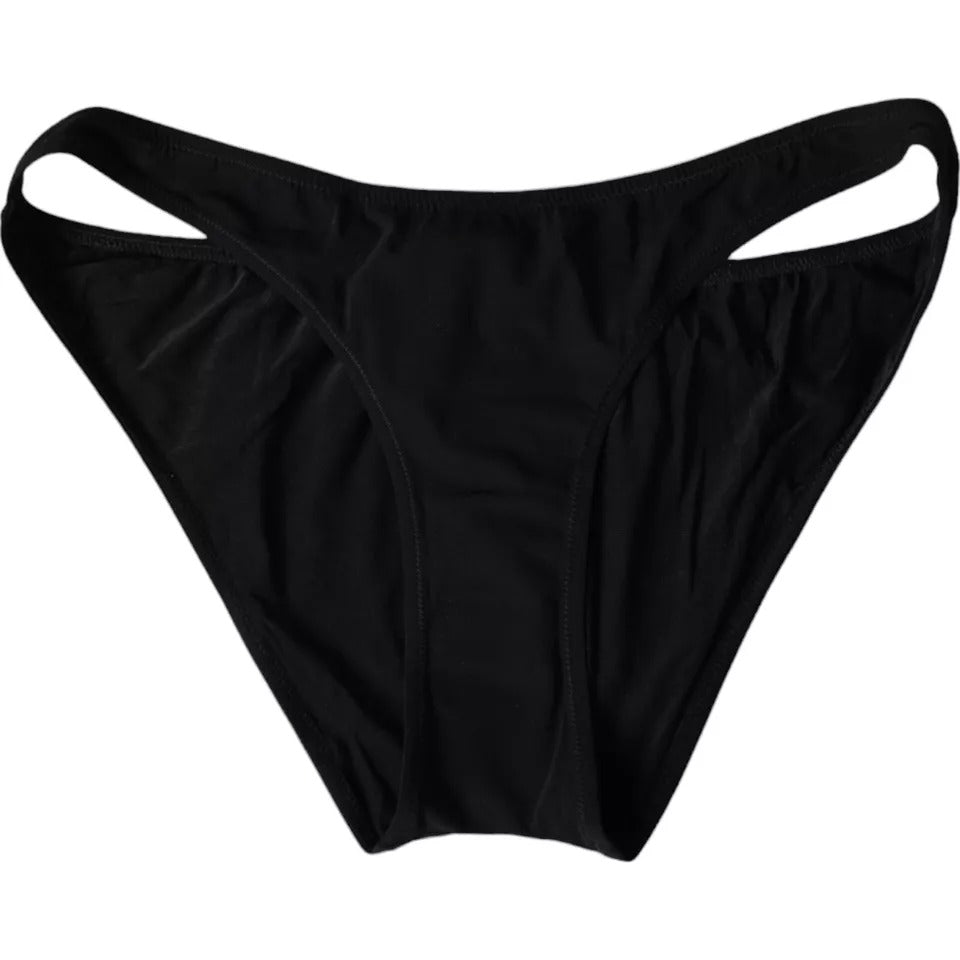 Dolce &amp; Gabbana Black Nylon Badetøj Beachwear Bottom Bikini