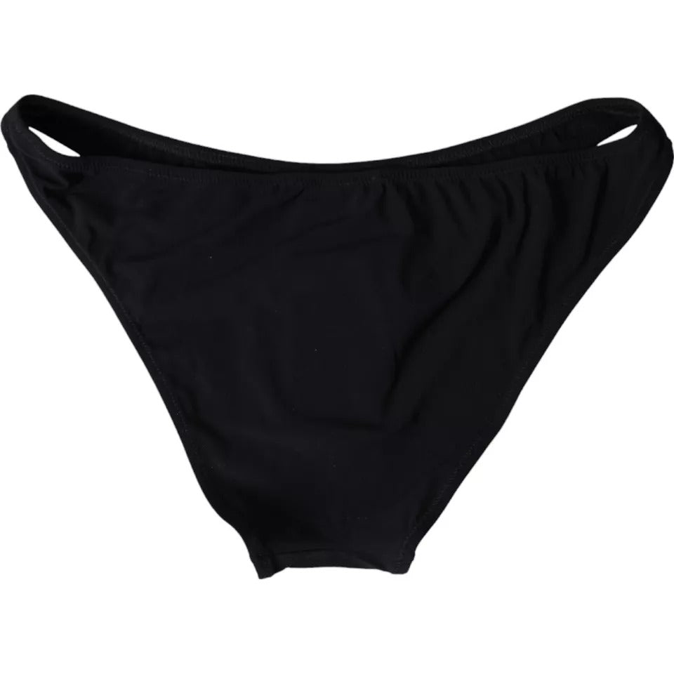 Dolce &amp; Gabbana Black Nylon Badetøj Beachwear Bottom Bikini