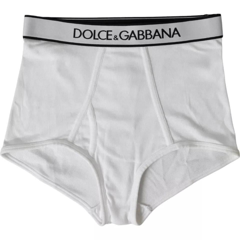 Dolce & Gabbana White Cotton Stretch Branded Logo Underwear - Hilstor